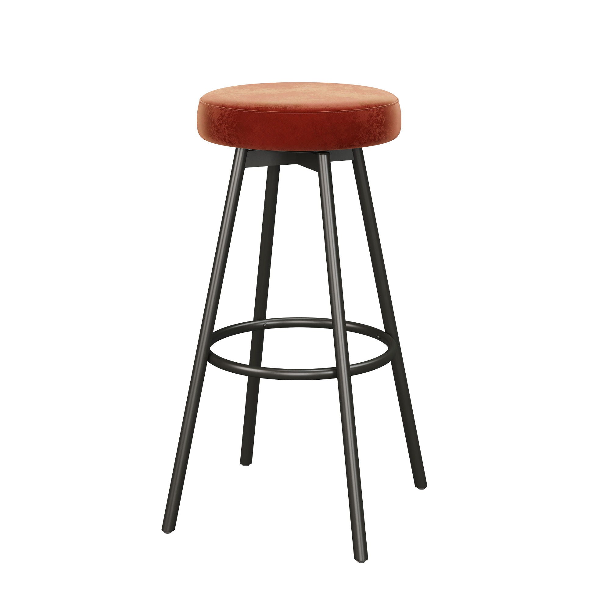 Modern Glam Upholstered Faux Velvet Bar Stool - Rust