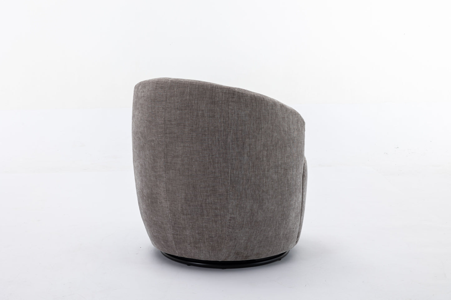 Chenille Fabric Swivel Accent Armchair Barrel Chair With Black Powder Coating Metal Ring - Gray