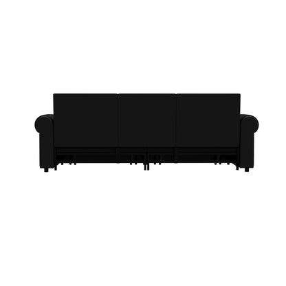 Pull Out Sofa Bed, 3 In 1 Faux Leather Convertible Sleeper Sofa With Nailhead Trim & Rolled Arm Multifunctional Sofa Bed For Living Room - Black