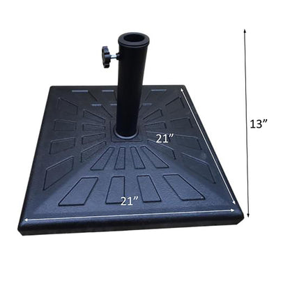 8.8' Outdoor Aluminum Patio Umbrella, Patio Umbrella, Market Umbrella With 42 Pound Square Resin Umbrella Base, Push Button Tilt And Crank Lift - Gray