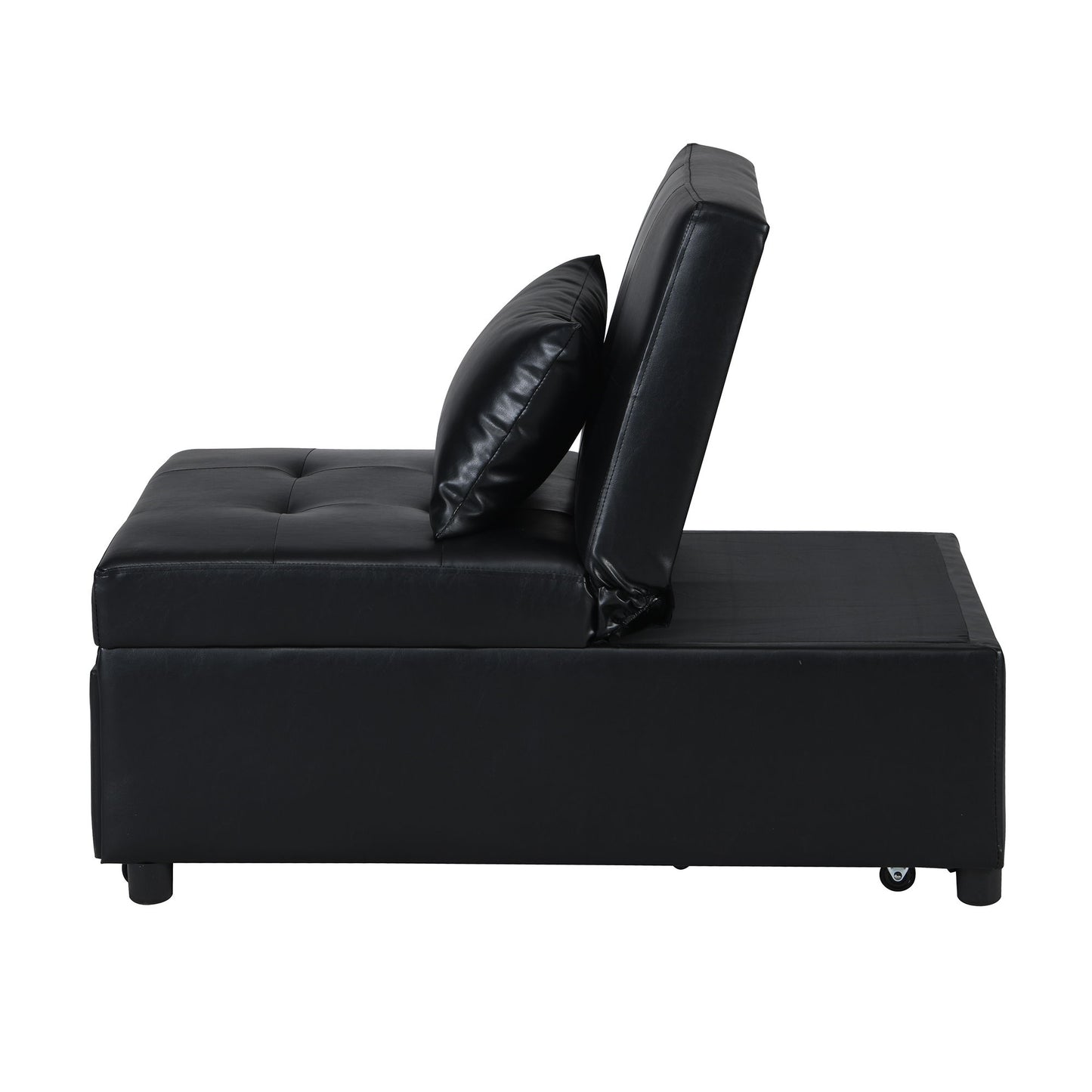 Folding Ottoman Sofa Bed Multi Functional Space Saving Design - Black