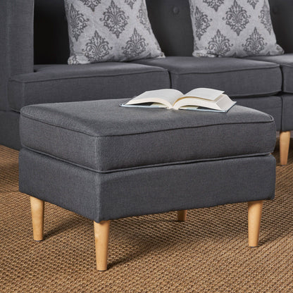 Upholstered Ottoman With Tapered Legs - Dark Gray