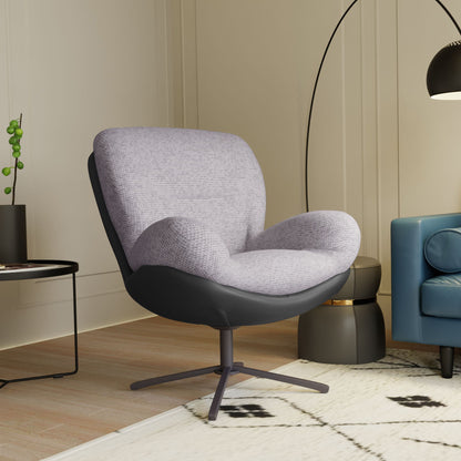 360ÔøΩÔøΩ Swivel Office Chair, Modern Chenille Chair With And Metal Base Frame, No Wheels, Accent Chair - Gray