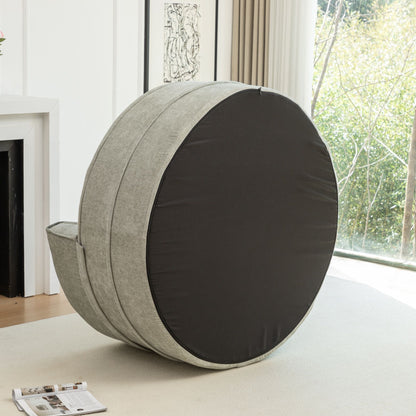 Modern Oversized Round Barrel Accent Chair With Ottoman Velvet Upholstered Lounge Armchair With 5 Pillows For Living Room Or Bedroom - Green