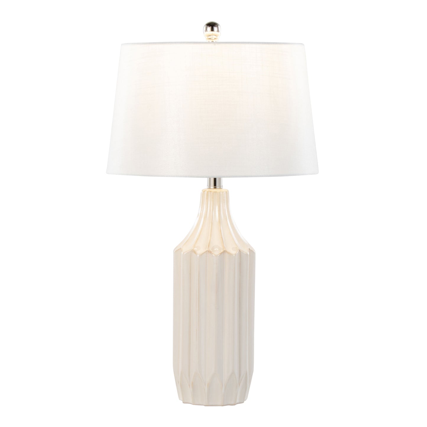 Stella - Contemporary Table Lamp - Gloss Cream / White