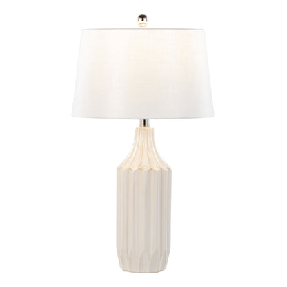 Stella - Contemporary Table Lamp - Gloss Cream / White