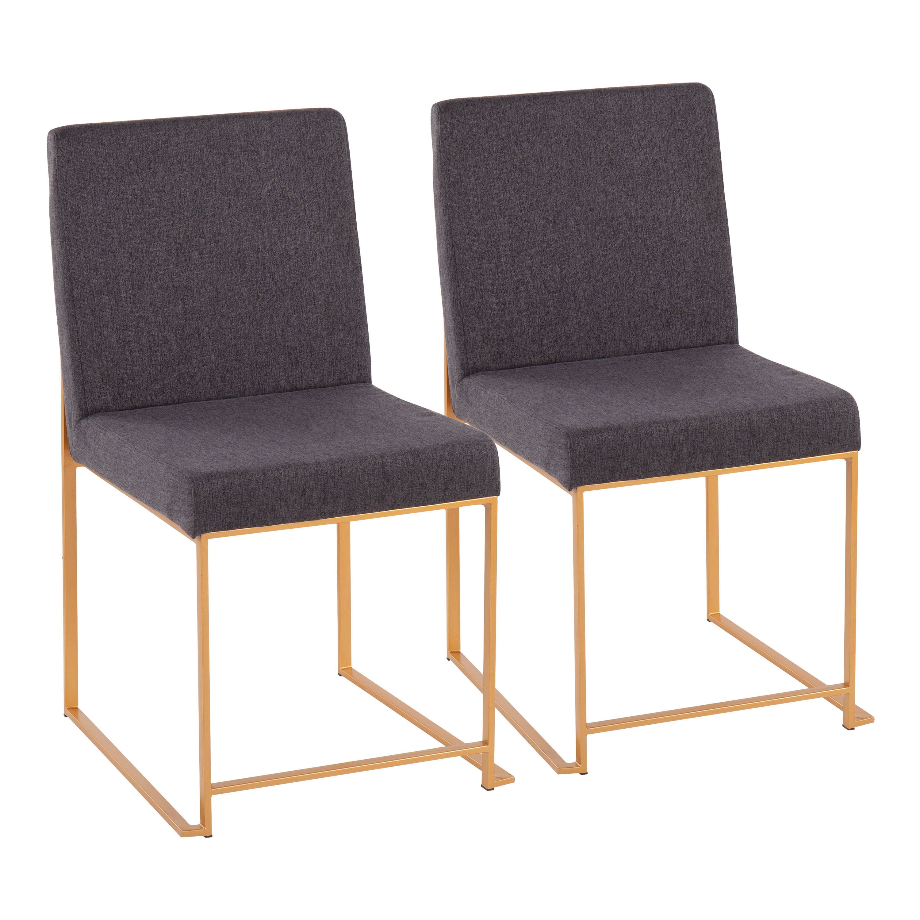Fuji - Contemporary High Back Dining Chair (Set of 2) - Gold / Charcoal