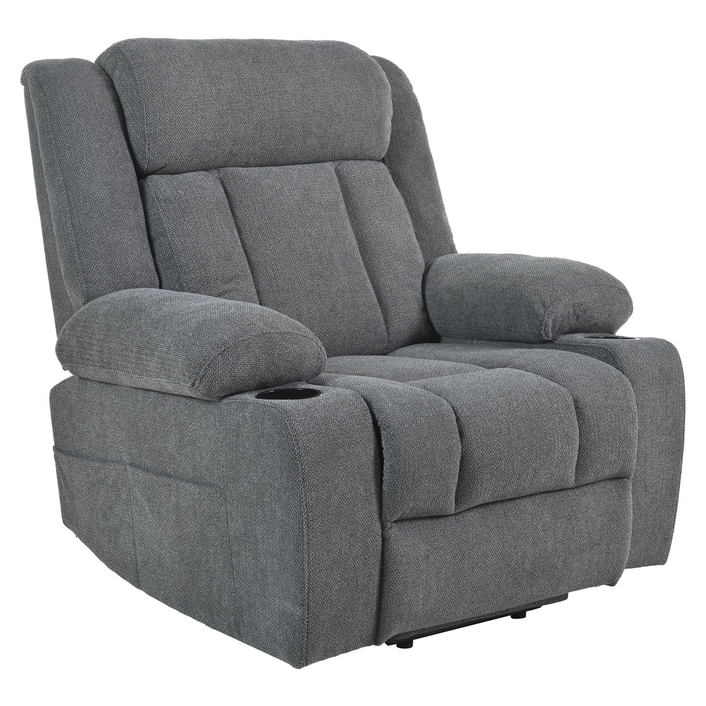 Power Lift Recliner Chair - Fabric Single Sofa With Extended Footrest, Remote Control, Cup Holders, And Side Pockets For Living Room Or Home Theater - Dark Gray