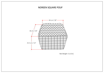 Noreen - Square Pouf - Dark Blue / White