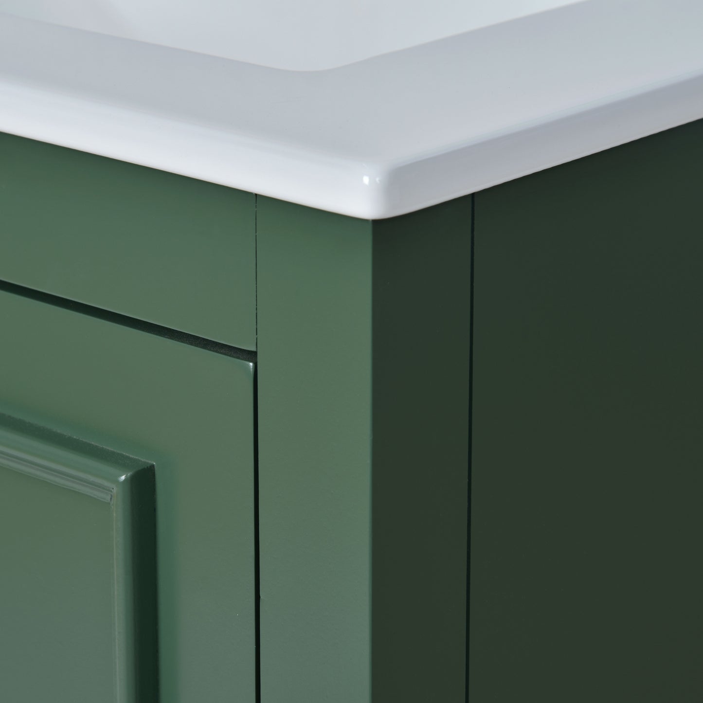 Bathroom Vanity With Ceramic Sink Combo, Modern Freestanding Storage Cabinet With Silver Handles, Soft Closing Doors - Green