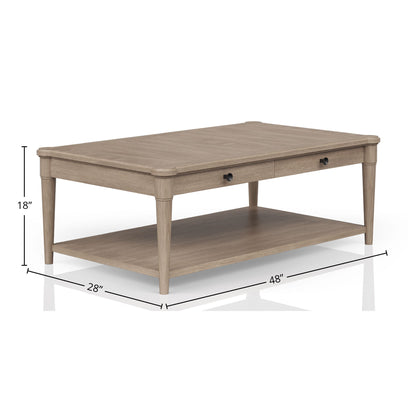 Cocktail Table With Two Storage Drawers And Casters - Sand