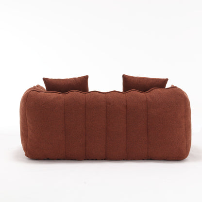 Soft Beanbag Chair With High Resilience Foam Core For Two People, The Comfortable Square Recliner Sofa Is Ideal For Family Members And Friends Engaged In Games, Reading, Watching TV - Red / Brown