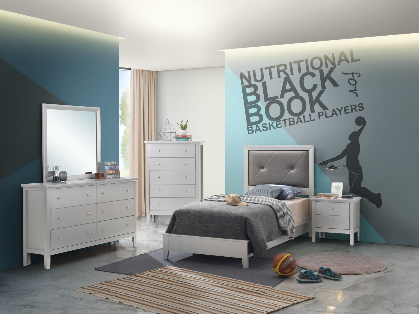 Primo - Twin Bed - Silver Champagne