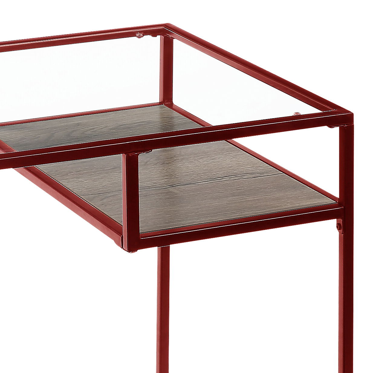 Yasin - Glass Top Writing Desk - Red