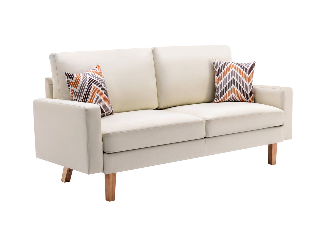 Bahamas - Linen Sofa And Chair With 2 Throw Pillows (Set of 2) - Beige