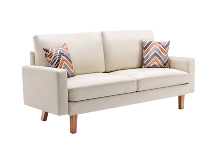 Bahamas - Linen Sofa And Chair With 2 Throw Pillows (Set of 2) - Beige
