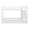 Twin Over Twin Bunk Bed With Trundle And Staircase - White