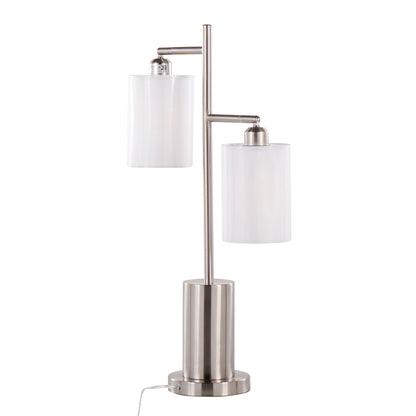 Cannes - Contemporary Table Lamp - Nickel / White