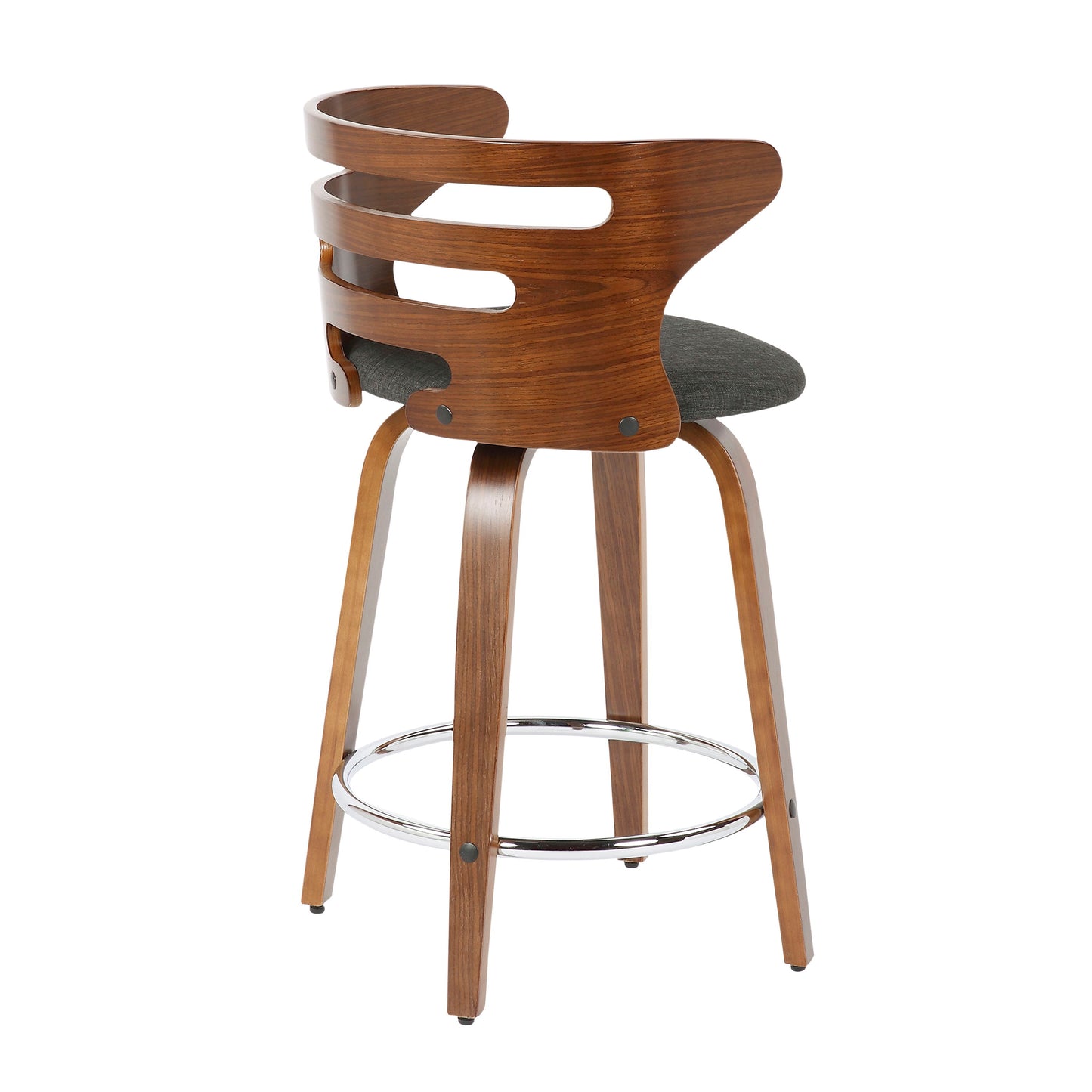 Cosini - Mid-Century Modern Counter Stool With Swivel (Set of 2) - Walnut / Charcoal
