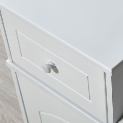 Shoe Storage Bench Cabinet With Fireproof Cushion, Double Doors And Movable Drawer For Door Entrance - White