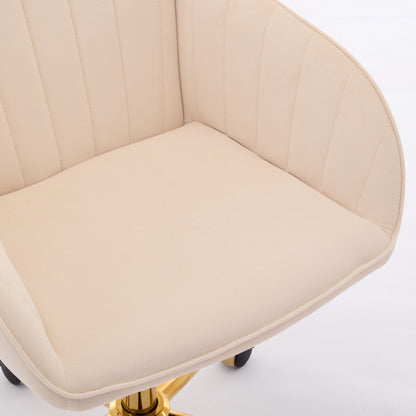 Ergonomic Office Chair With Swivel Function, Velvet, Comfortable For Long Sitting - Khaki
