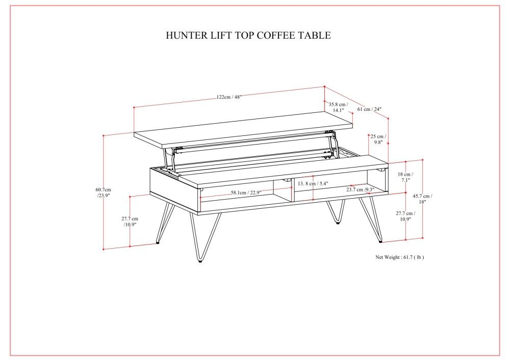Hunter - Lift Top Coffee Table - Oak