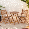 3 Piece Acacia Bistro Set, Folding Patio Furniture For Garden Backyard Balcony Porch With 1 Coffee Table And 2 Foldable Chairs - Light Brown