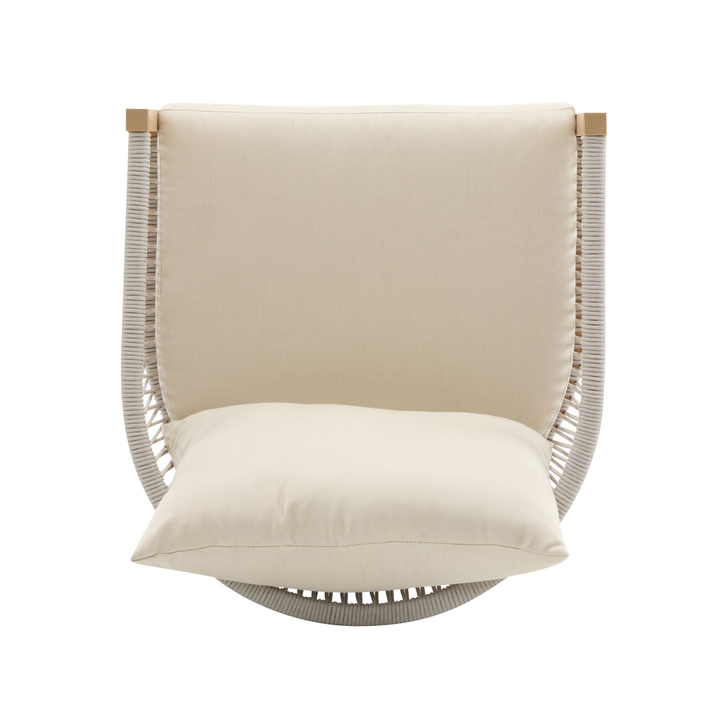 Modern Lounge Chair With Curved Aluminum Frame, Rope Weave Design, And Cushioned Comfort For Outdoor Living - Beige / Natural