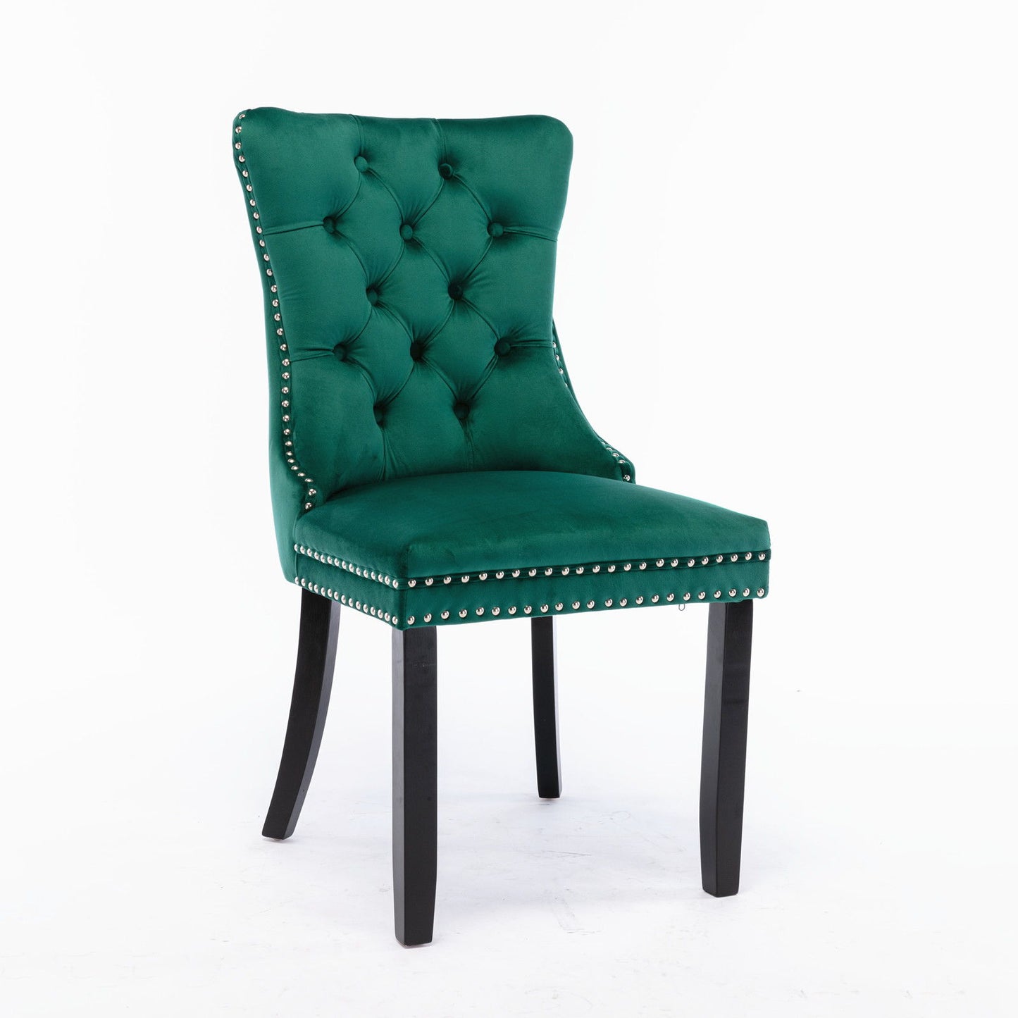 Nikki - Modern, High-End Tufted Solid Wood Contemporary Velvet Upholstered Dining Chair With Wood Legs Nailhead Trim (Set of 2) - Green
