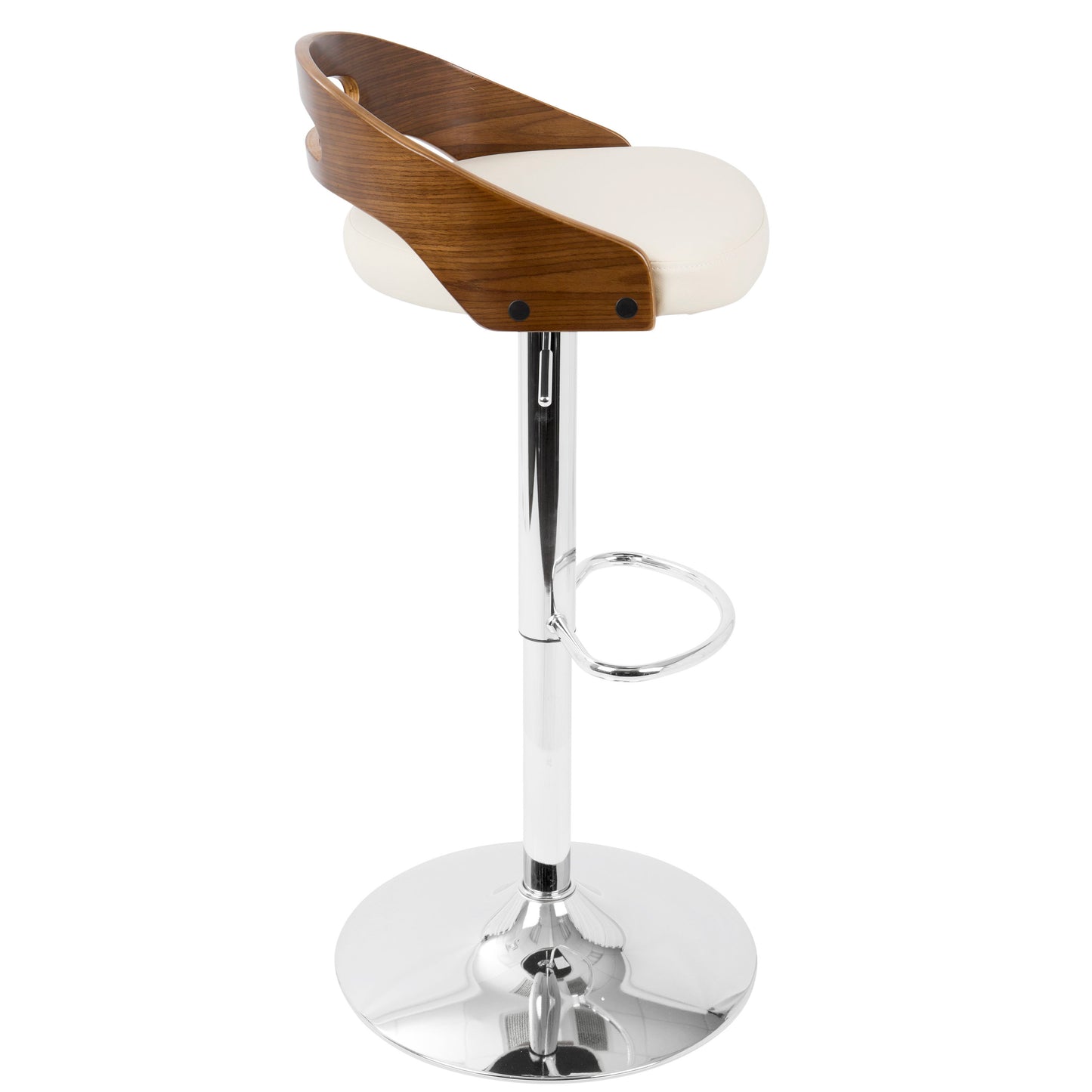 Cassis - Mid-Century Modern Adjustable Barstool With Swivel - Walnut / Cream