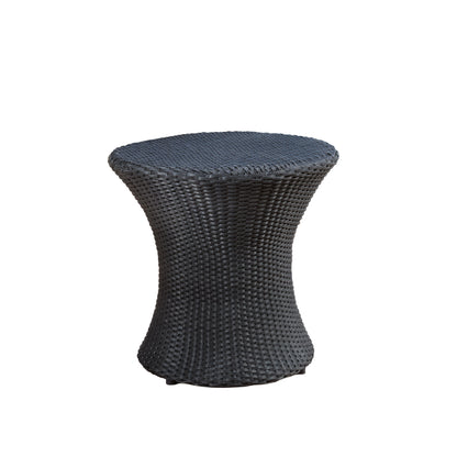 Thrive - Hourglass Rattan Table With No Glass Top - Black