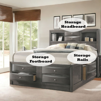 Ireland - Queen Bed With Storage - Gray Oak