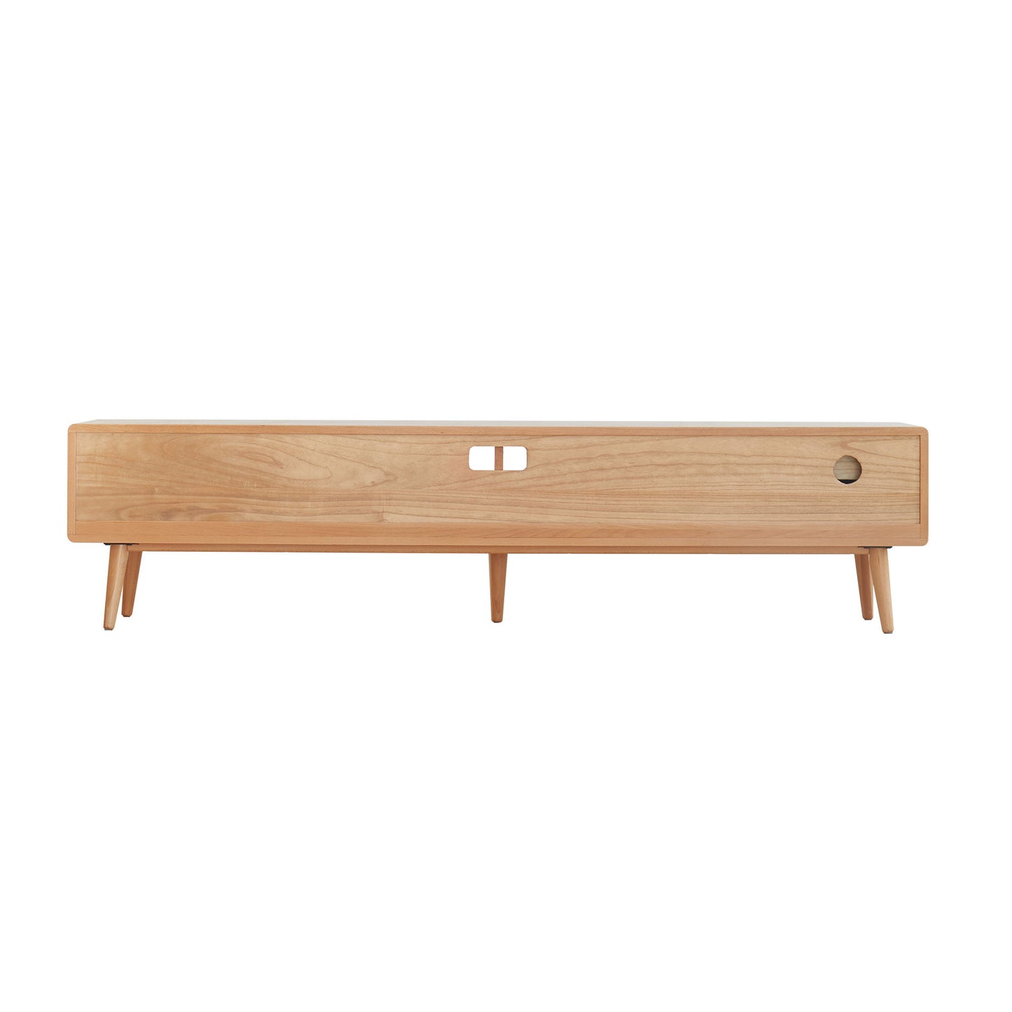 TV Cabinet With Chinese Changhong Glass Doors, Two Drawer Storage Space TV Standing - Natural