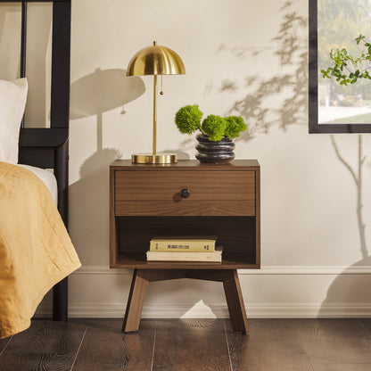 Mid-Century Modern Minimalist 1 Drawer Nightstand - Mocha