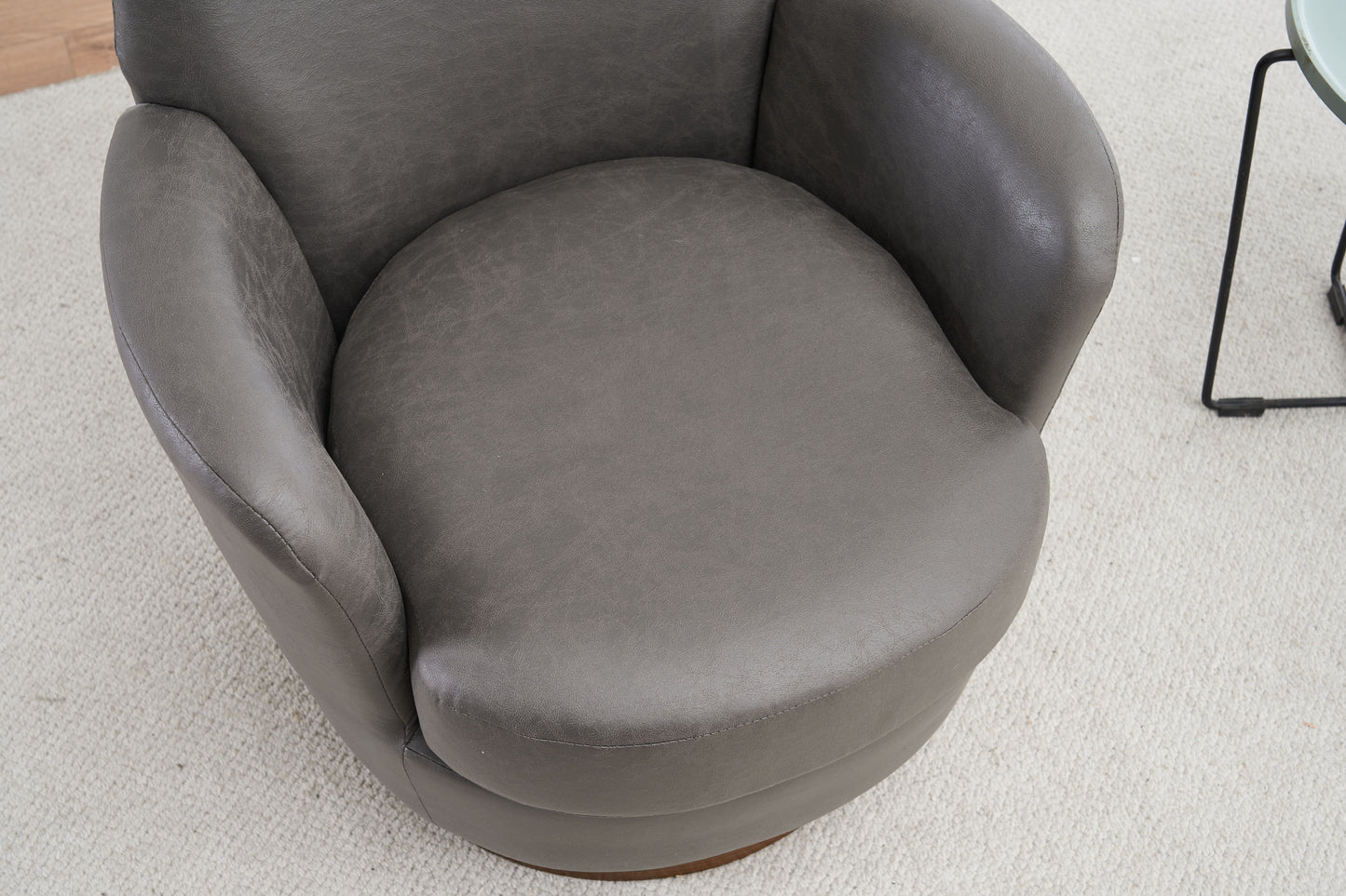 Swivel Barrel Chair, Swivel Accent Chairs Armchair For Living Room, Reading Chairs For Bedroom Comfy, Round Barrel Chairs With Gold Stainless Steel Base - Gray