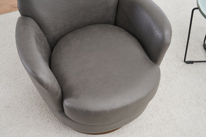 Swivel Barrel Chair, Swivel Accent Chairs Armchair For Living Room, Reading Chairs For Bedroom Comfy, Round Barrel Chairs With Gold Stainless Steel Base - Gray