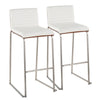 Mason Mara - Contemporary Fixed Height Barstool (Set of 2) - Walnut / White
