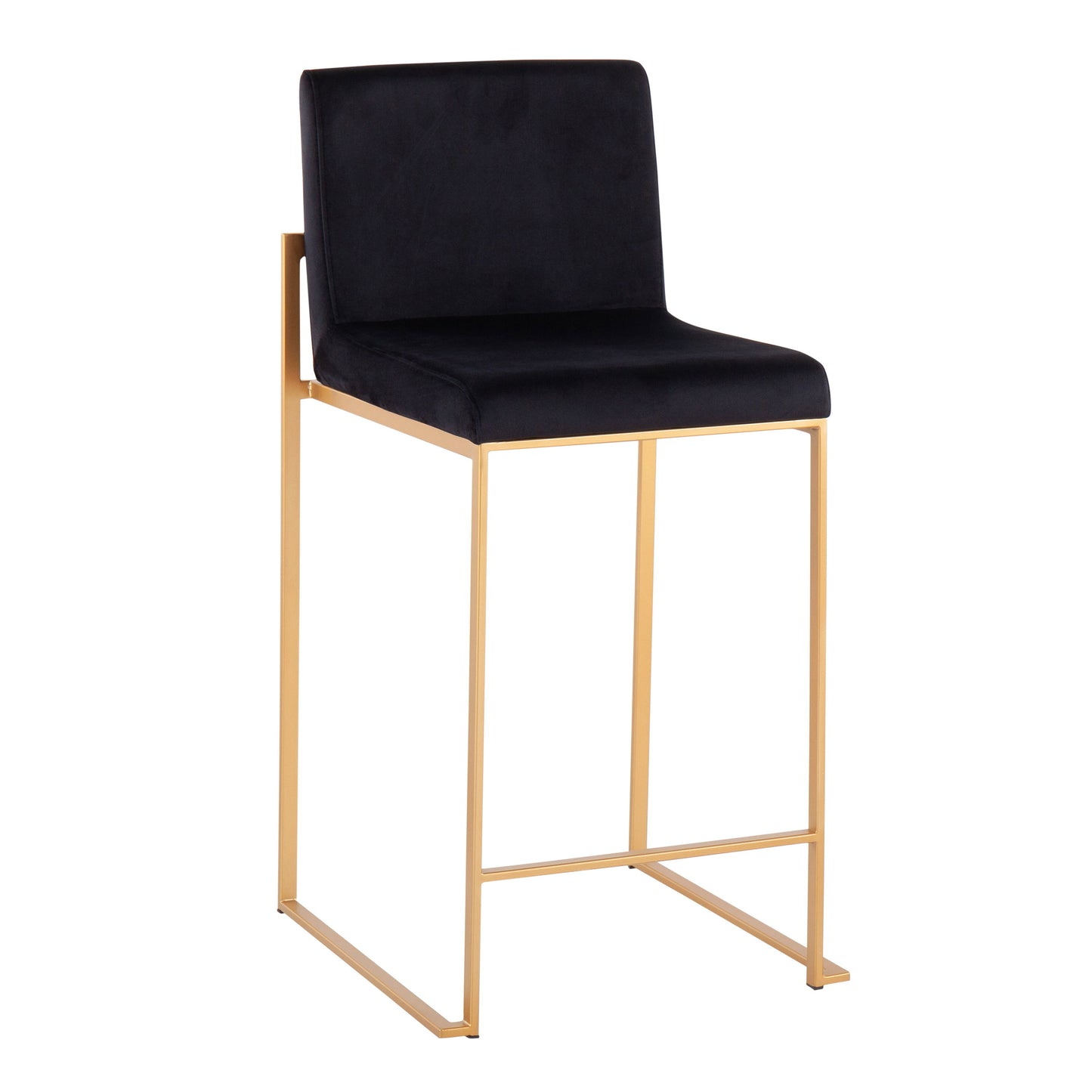 Fuji - Contemporary High Back Counter Stool (Set of 3) - Gold / Black