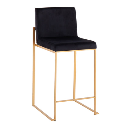 Fuji - Contemporary High Back Counter Stool (Set of 3) - Gold / Black