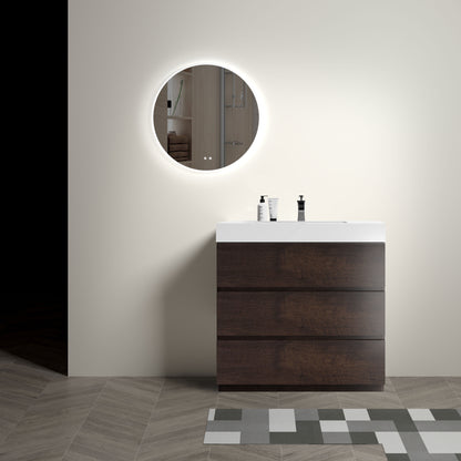 Alice - 36" Bathroom Vanity With Sink, Large Storage Freestanding Bathroom Vanity For Modern Bathroom, One-Piece Sink Basin Without Drain And Faucet - White / Walnut