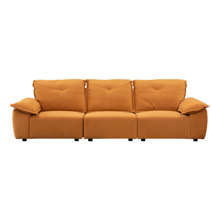 Contemporary Fabric Sofa With Removable Pillowcase And Backrest, Living Room Or Bedroom Use - Orange