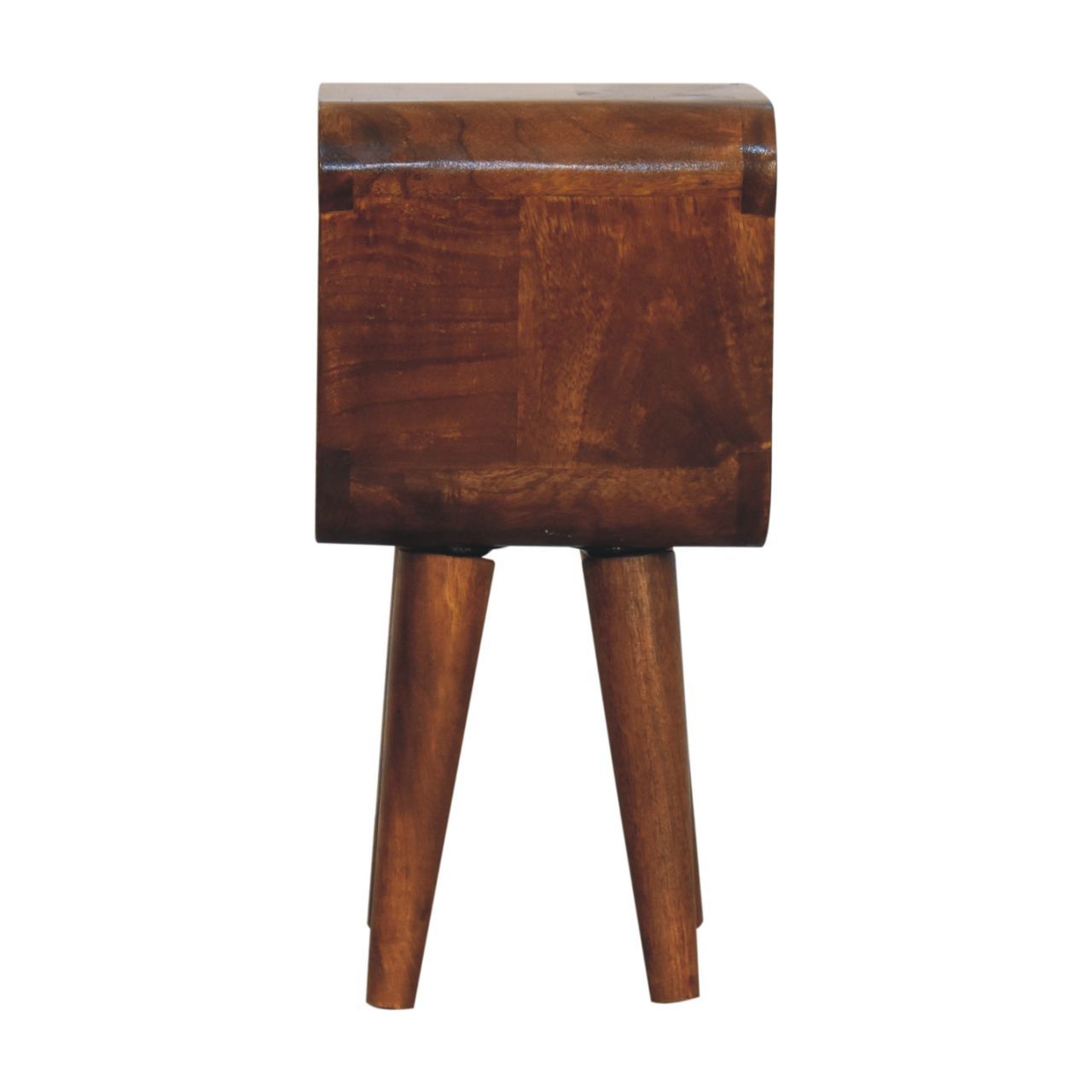 Extra Mini Minimalist Open Curved Bedside Table - Chestnut