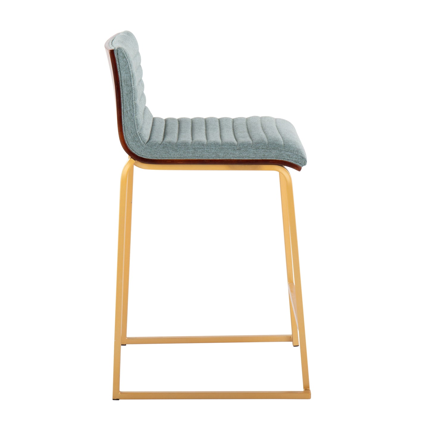 Mason Mara - Contemporary Fixed Height Counter Stool (Set of 2) - Gold / Walnut / Green