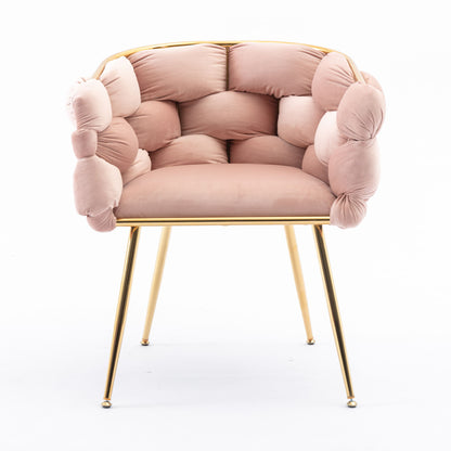 Luxury Modern Simple Leisure Velvet Single Sofa Chair Bedroom Lazy Person Household Dresser Stool Manicure Table Back Chair - Pink