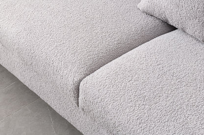 Luxurious And Comfortable Upholstered Sofa With Golden Legs And Pillows For Living Room And Reception Area - Gray