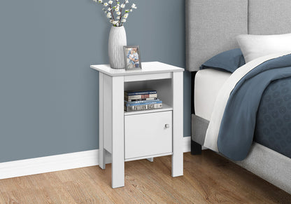 Accent Nightstand Side Table, Storage, Transitional - White
