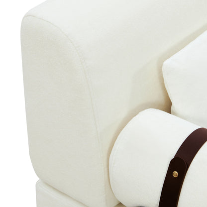Modern Loveseat Sofa 59" Couch With Flexible USB Ports, Unique Cylindrical Armrests - Beige