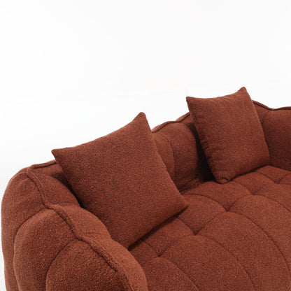 Soft Beanbag Chair With High Resilience Foam Core For Two People, The Comfortable Square Recliner Sofa Is Ideal For Family Members And Friends Engaged In Games, Reading, Watching TV - Red / Brown