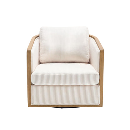 Swivel Barrel Chair, Comfortable Accent Sofa Chair, 360 Degree Swivel - Beige