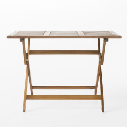 Blissique - Outdoor Foldable Wood Dining Table With Slat Design - Natural